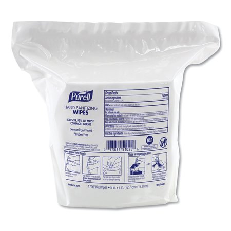 PURELL Hand Sanitizing Wipes, 8.25x14.06, Fresh Citrus Scent, 1700/Pouch, PK2 9217-02